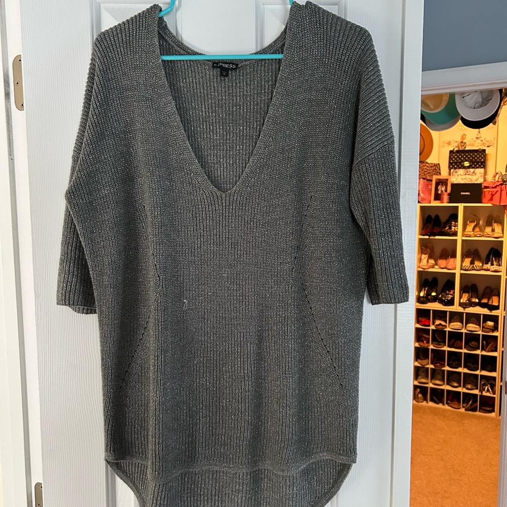 Express Charcoal V-Neck Women's Sweater